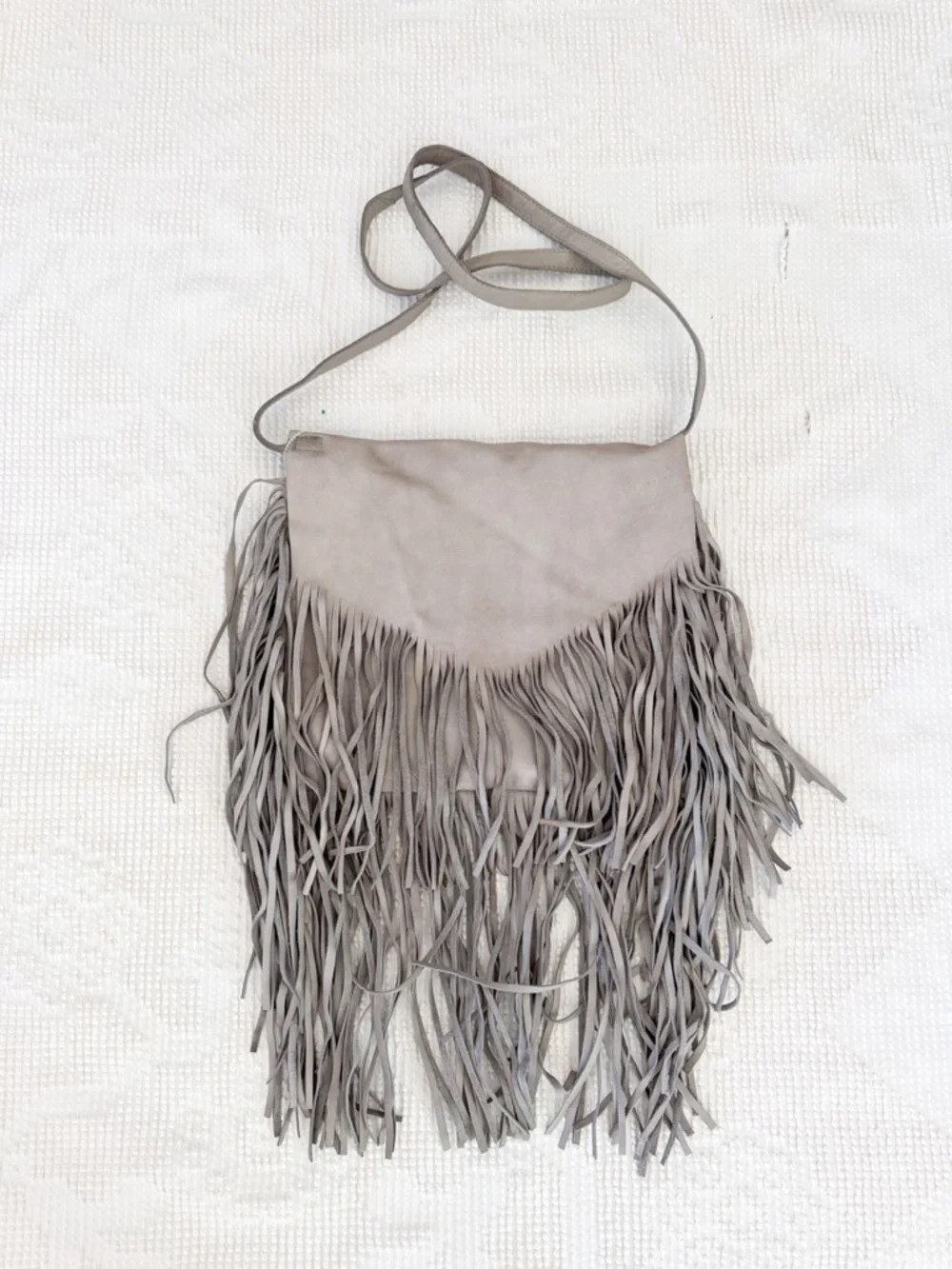 Freebird by Steven leather Fringe Boho Crossbody Bag Grey - Picture 1 of 12